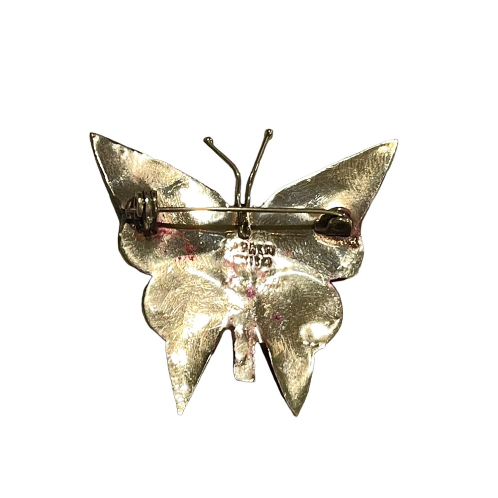 Vintage Alpaca Mexico Purple Abalone silver large butterfly brooch - Picture 4 of 6